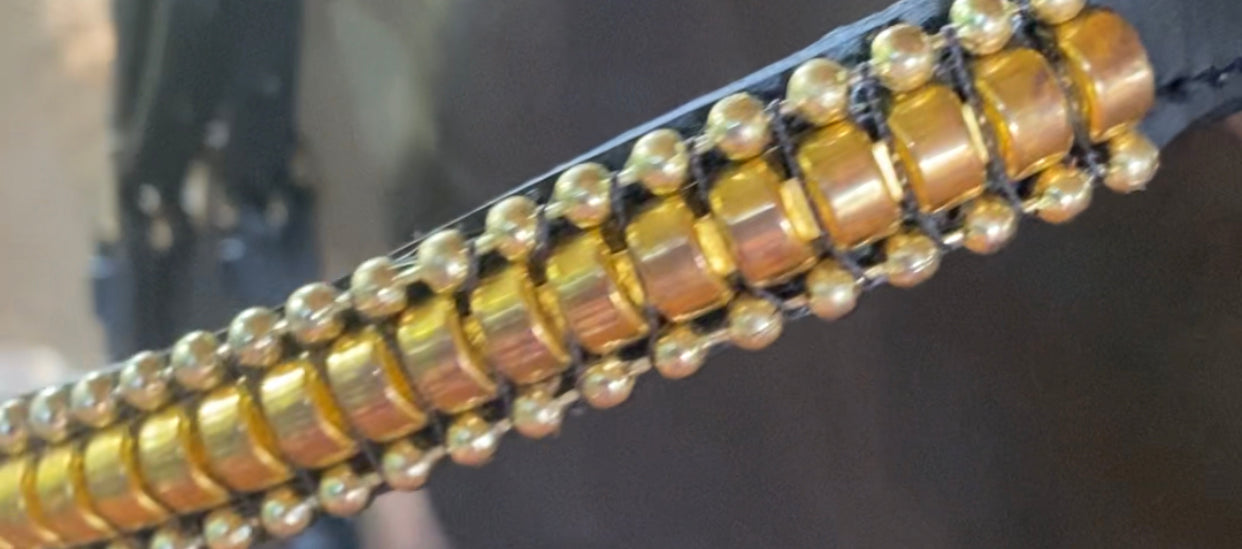 The Alexandra | Premium Snaffle Dressage Bridle w Brass or Silver clincher brow band